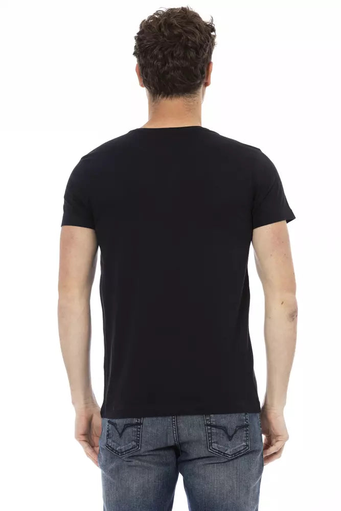 Sleek Black Cotton Blend Tee