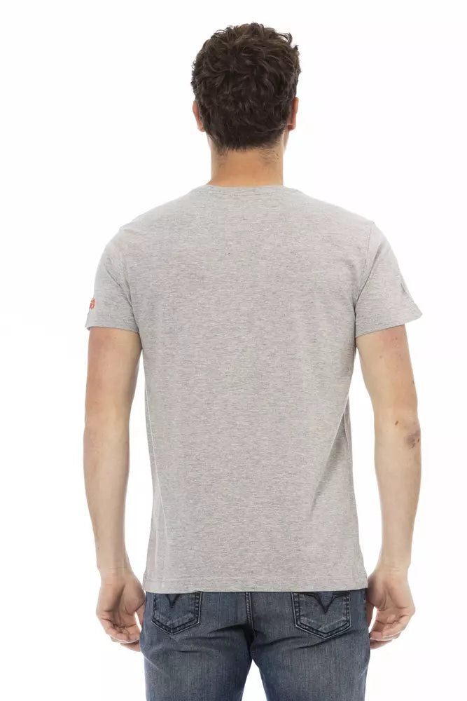 Sleek Gray Cotton-Blend T-Shirt for Men