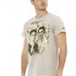 Beige Short Sleeve Tee With Front Print