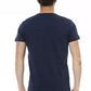 Chic Blue Printed Tee with Short Sleeves