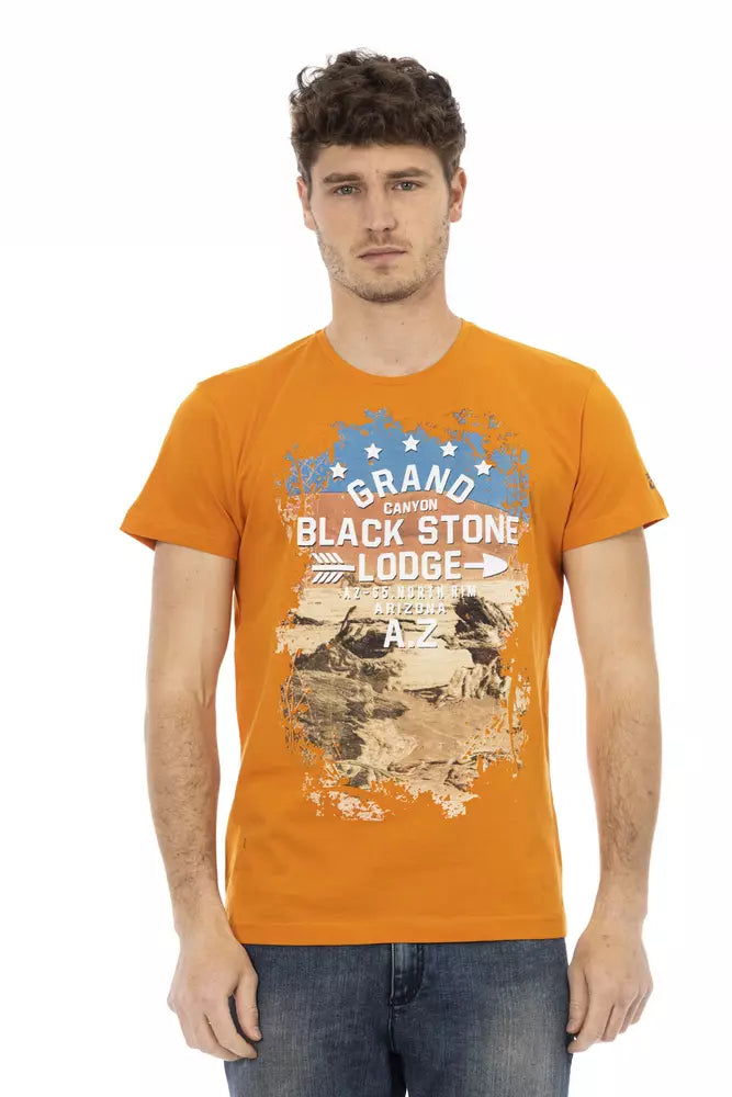 Orange Short Sleeve Round Neck T-Shirt