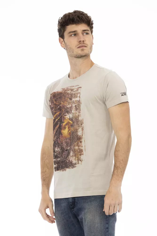 Elegant Beige Short Sleeve Round Neck Tee