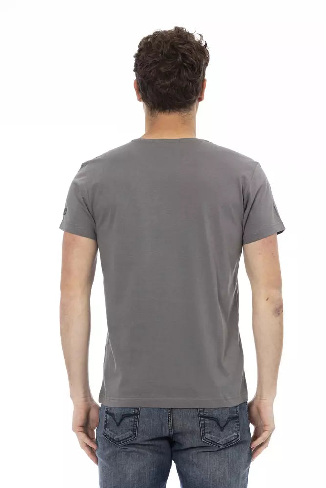 Chic Gray Short Sleeve Round Neck Tee