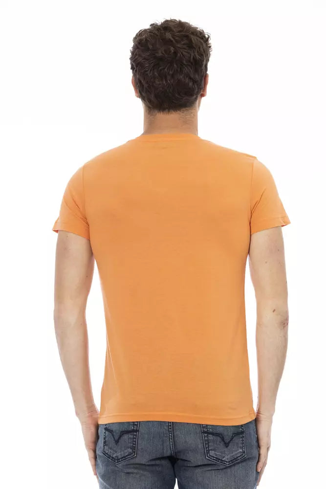 Orange V-Neck Tee with Front Print