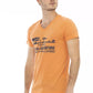 Orange V-Neck Tee with Front Print
