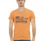 Orange V-Neck Tee with Front Print