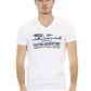 Sophisticated V-Neck Tee with Artful Print