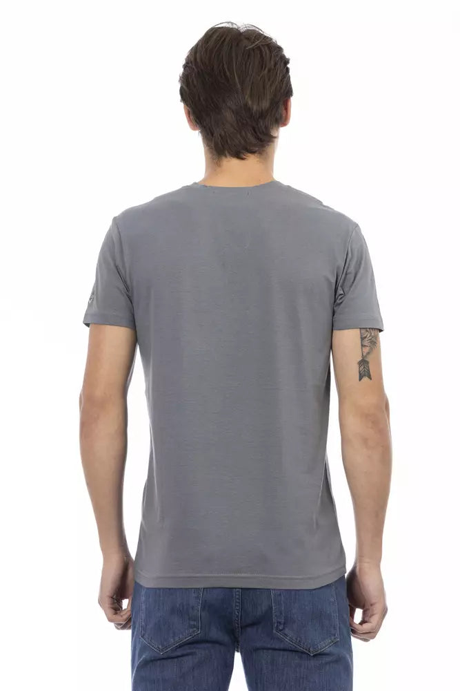 Elegant V-Neck Tee with Front Print Design