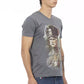 Elegant V-Neck Tee with Front Print Design