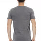 Chic V-Neck Gray Tee with Striking Front Print