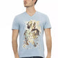 Elegant V-Neck Tee with Chic Front Print