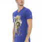 Elegant V-Neck Tee with Chic Front Print