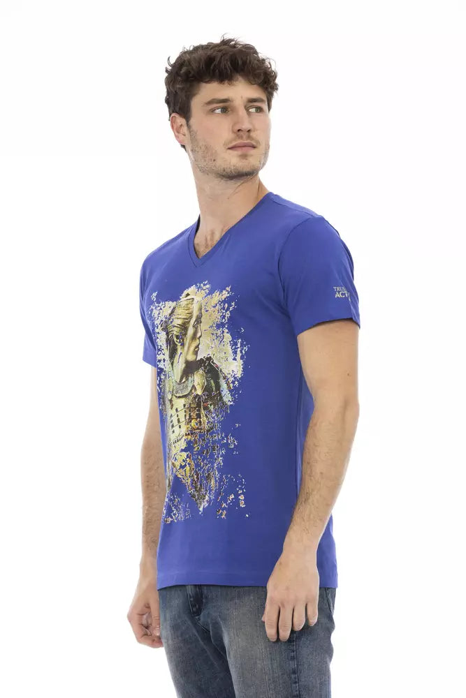 Elegant V-Neck Tee with Chic Front Print