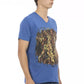 Elegant V-Neck Tee with Chic Front Print