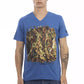 Elegant V-Neck Tee with Chic Front Print