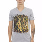 V-Neck Cotton Blend Tee in Sleek Gray