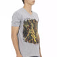 V-Neck Cotton Blend Tee in Sleek Gray