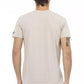 Beige V-Neck Tee with Front Print