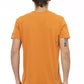 Vibrant Orange V-Neck Tee with Sleek Print