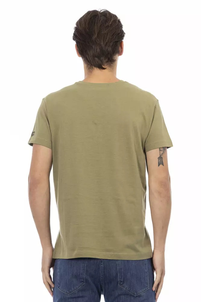 Vibrant Green V-Neck Tee with Stylish Print