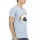Elegant Light Blue V-Neck Tee with Front Print