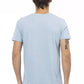 Elegant Light Blue V-Neck Tee with Front Print