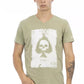 Vibrant Green V-Neck Tee with Front Print