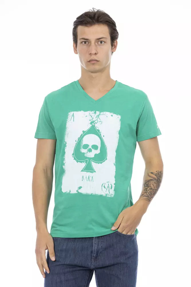 Elegant V-Neck Tee in Lush Green