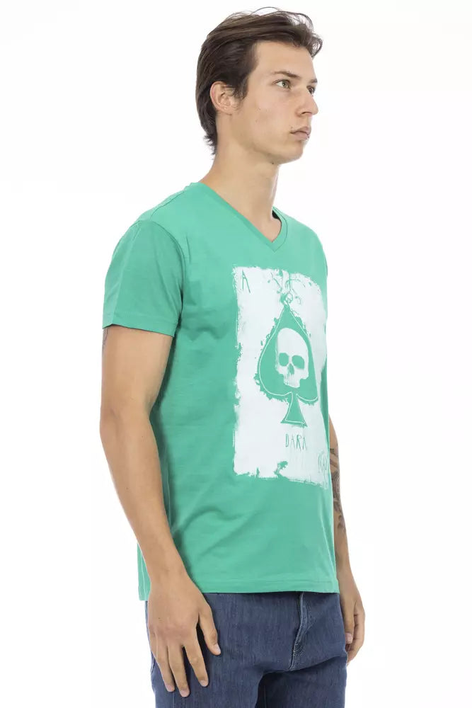 Elegant V-Neck Tee in Lush Green