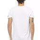 Elegant White V-Neck Tee with Sleek Print