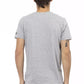 V-Neck Front Print Short Sleeve Tee - Elegant Gray