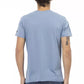 Chic Light Blue V-Neck Tee with Front Print