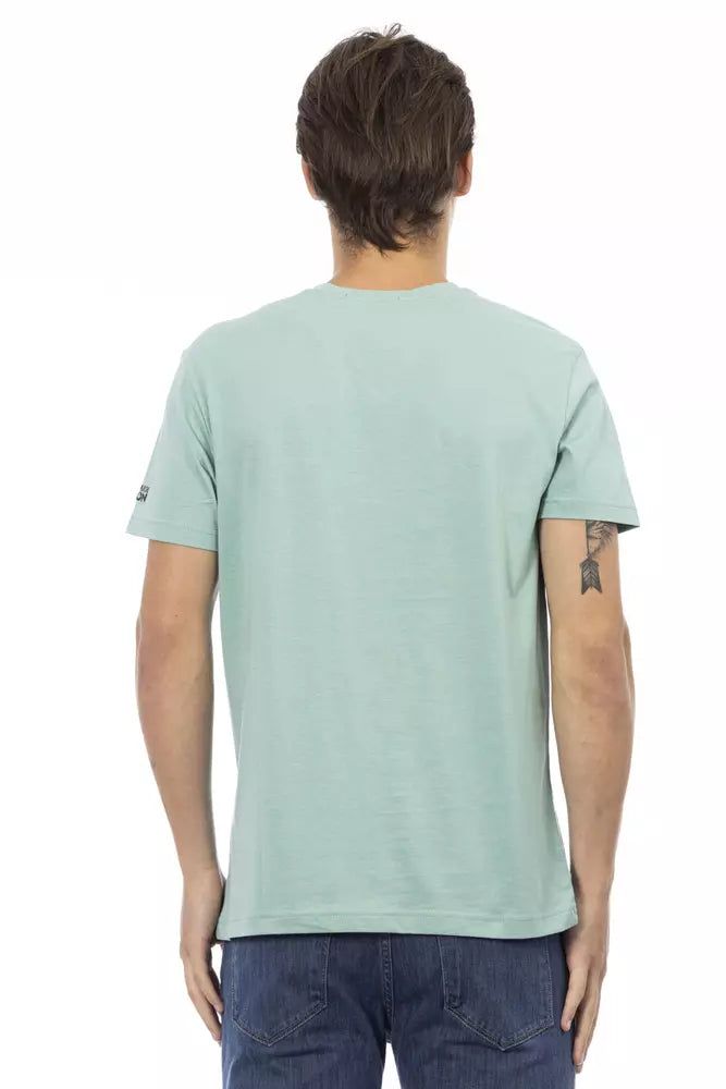 Vibrant Green V-Neck T-Shirt with Front Print