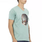 Vibrant Green V-Neck T-Shirt with Front Print