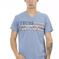 Elegant V-Neck Tee with Chic Front Print