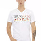Elegant V-Neck Tee with Chic Front Print