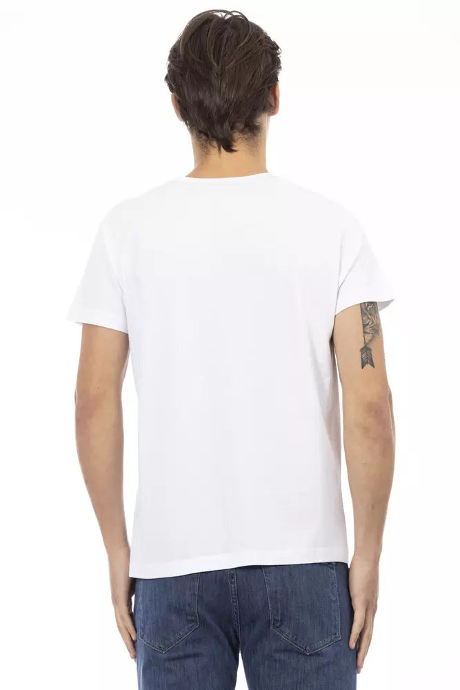 Elegant V-Neck Tee with Chest Print