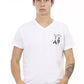 Elegant V-Neck Tee with Chest Print