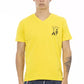 Vibrant Yellow V-Neck Tee with Chest Print