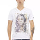 Elegant V-Neck Tee with Chic Front Print