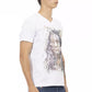 Elegant V-Neck Tee with Chic Front Print
