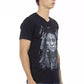 Elegant V-Neck Tee with Front Print
