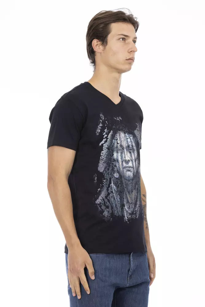 Elegant V-Neck Tee with Front Print