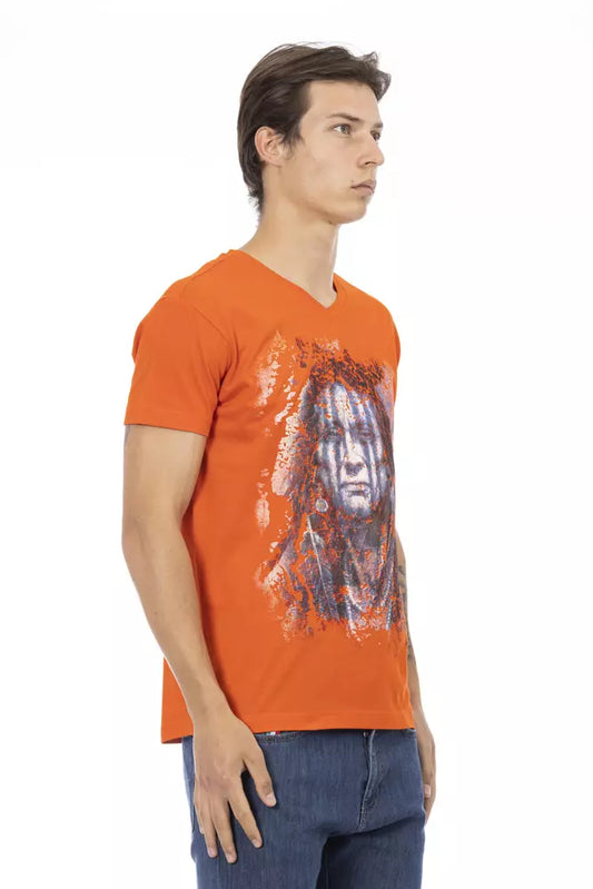 Elegant V-Neck Tee with Vibrant Front Print