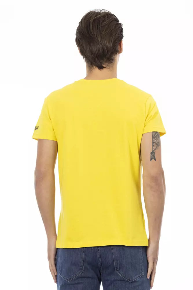 Sunshine Yellow V-Neck Tee with Graphic Charm