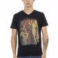 Chic V-Neck Tee with Artistic Front Print