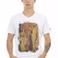 Sleek V-Neck Tee with Artistic Front Print