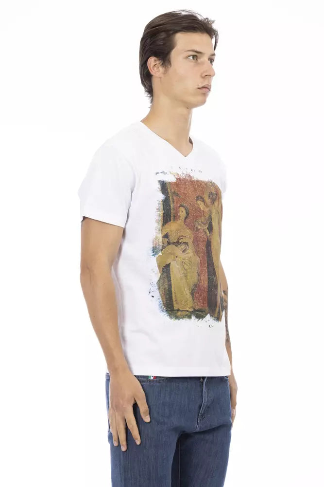 Sleek V-Neck Tee with Artistic Front Print