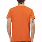Orange V-Neck Tee with Graphic Charm