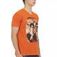 Orange V-Neck Tee with Graphic Charm